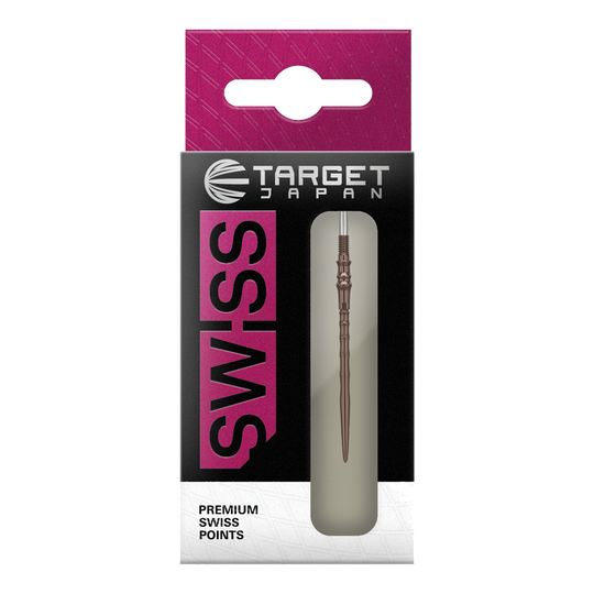 Target Japan Premium Swiss Point Steldart Tips - Silica Das Bild zeigt die Target Japan Premium Swiss Point Steldartspitzen - Silica. Diese hochwertigen Steeldartspitzen sind in einer detaillierten Nahaufnahme dargestellt.