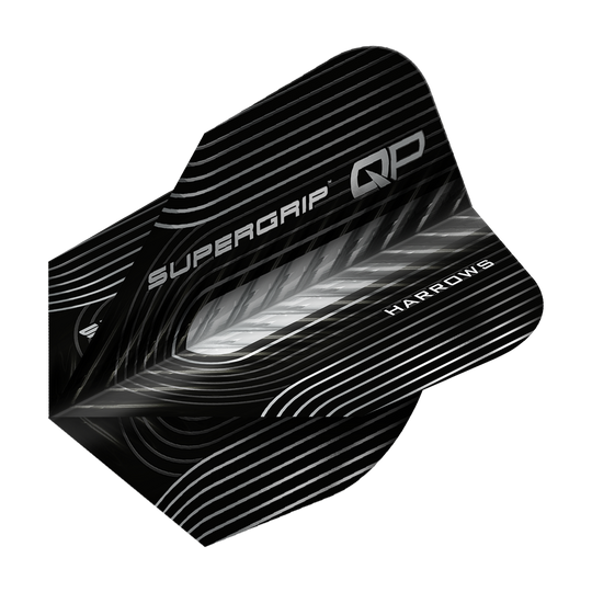 Hier sieht man Harrows Supergrip QP No6 Flights. Das Produkt bietet hochwertige Dartflights für besseren Halt.