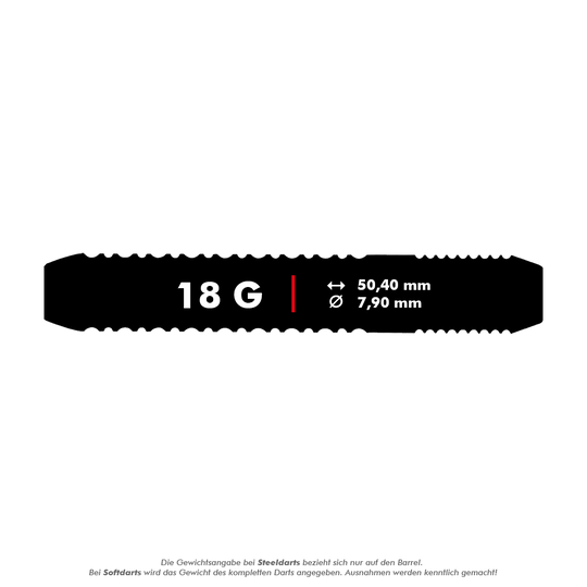 100540_Target_Adrian_Lewis_Silver_Jackpot_Softdarts_5_18g Das Bild zeigt den Target Adrian Lewis Silver Jackpot Softdart mit einem Gewicht von 18 Gramm. Die Maße des Darts sind 50,40 mm Länge und 7,90 mm Durchmesser.