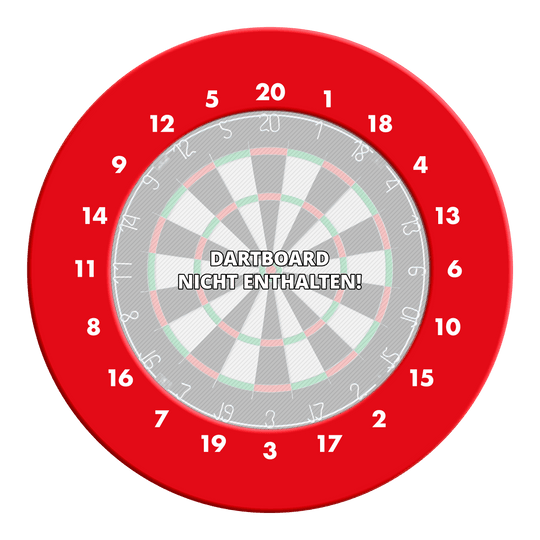 Hier ist ein Dartboard Surround in roter Farbe und ohne Logo abgebildet. Die Zahlen sind im HD-Design angebracht.