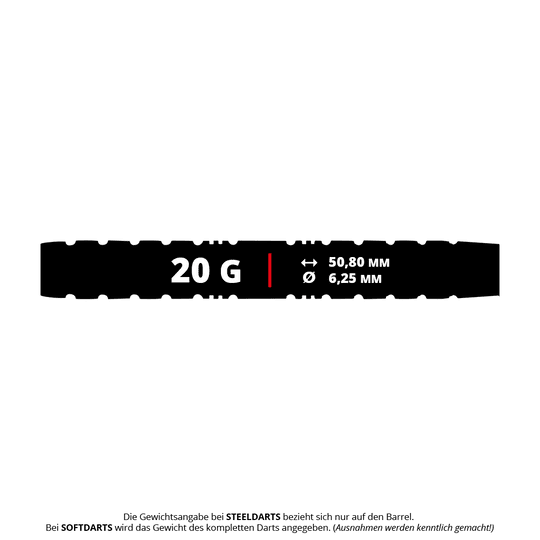 Auf dem Bild befindet sich Red Dragon Paradym Gold Parallel Softdarts - 20g. Es handelt sich um goldfarbene Softdarts mit parallelem Barrel und einem Gewicht von 20 Gramm.