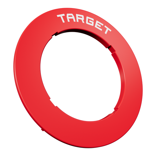 Target Notched Dartboard Surround Das Bild zeigt eine rote Dartboard-Umrandung. Die Oberfläche ist glatt und gleichmäßig.