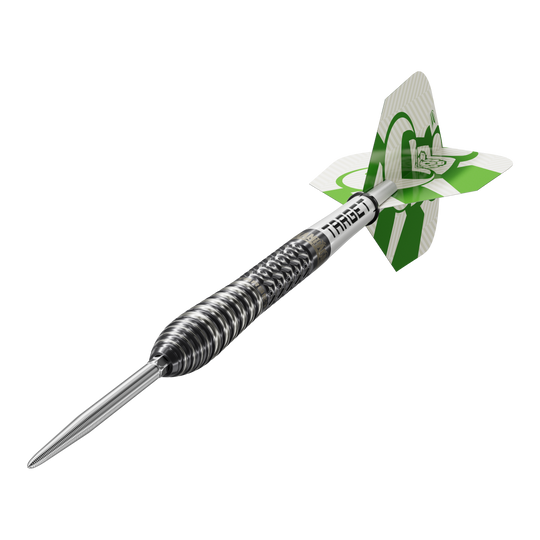 Die Target Charlie Manby Swiss Points Steeldarts sind auf diesem Bild zu sehen. Sie sind speziell für das Steeldartspiel entwickelt.
