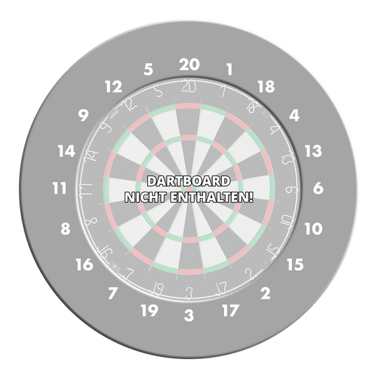 HD Numbers Dartboard Surround - Custom Colors Ein Dartboard Surround in Grau ist auf dem Bild zu sehen. Es bietet Schutz und eine neutrale Optik für das Dartboard.