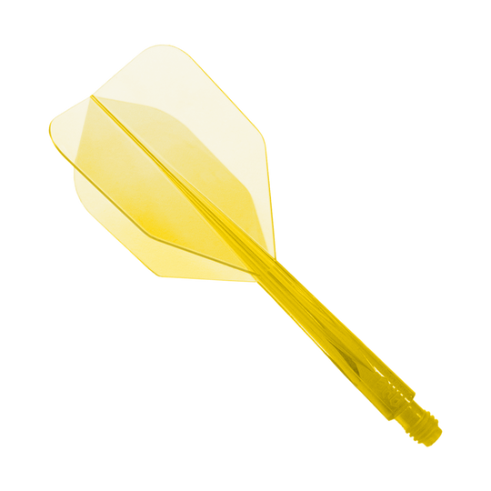 Condor Ax Clear Yellow Flight System Small - XL - 37.5 mm Das Bild zeigt das Produkt "Condor Axe Clear Yellow Flight-System Small - XL - 37,5 mm". Es handelt sich um einen gelben, transparenten Flightschaft für Dartpfeile.