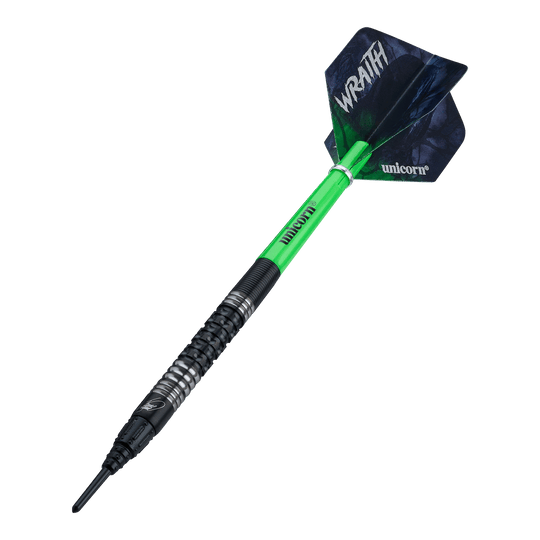Unicorn Wraith James Wade Soft Darts - 19g Die Unicorn Wraith James Wade Softdarts - 19g sind auf dem Bild dargestellt. Diese Darts sind ein offizielles James Wade Modell.