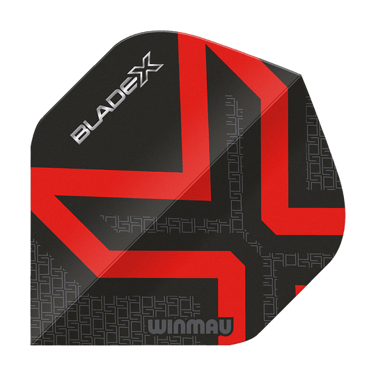 Dieses Bild zeigt den Winmau Prism Delta Blade X Metallic Red No2 Standard Flight. Der Flight ist in einer roten Metallic-Optik dargestellt.