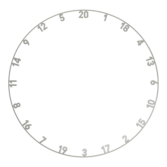 Precise 180 Endorphine Steel Dartboard with Numbered Ring - Nordic Grey Hier wird das Precise 180 Endorphine Steeldartboard mit Nummernring in Nordic Grey dargestellt. Die edle grau-schwarze Optik macht das Board besonders.