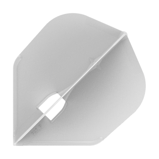 L-Style Flights Champagne - L3PRO Shape Dies ist ein weißes, transparentes Dart-Flügel (Flight) in klarer Ausführung. Es hat eine klassische, leicht eckige Form und besteht aus Kunststoff.