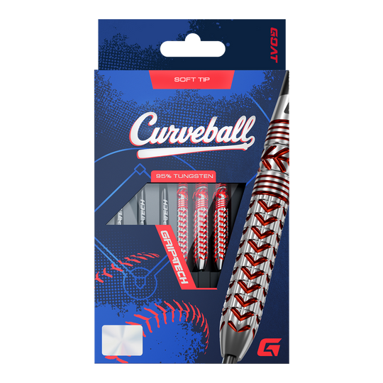 GOAT Curveball Soft Darts - 20g Abgebildet sind die GOAT Curveball Tungsten Softdarts - 20g. Die Softdarts sind 20 Gramm schwer und aus hochwertigem Tungsten hergestellt.