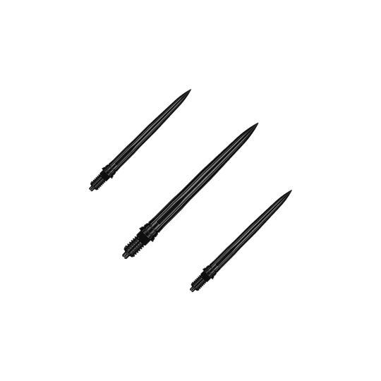 Caliburn EZ-EVO Dart Tips - Smooth - Black Hier sind EVO181 Caliburn EZ-EVO Dartspitzen Smooth Schwarz 28mm als Set dargestellt. Die Dartspitzen sind schwarz und haben eine glatte Oberfläche.