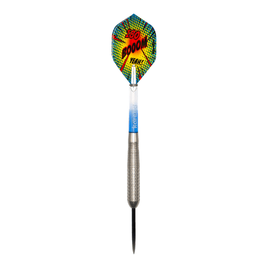Auf dem Bild ist der Karella Comic Line CL-4 Steeldarts - 23g zu sehen. Es handelt sich um einen hochwertigen Dartpfeil geeignet für professionelle Spiele.