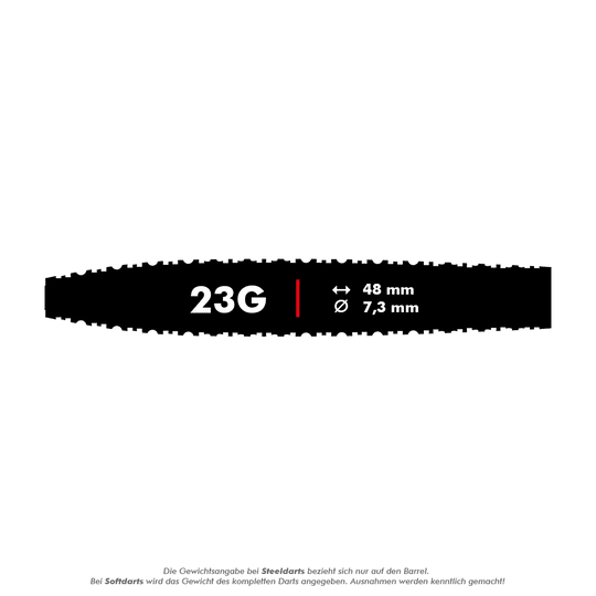 Shot ZEN Missile Turbo Point Steeldarts - 23g Das Bild zeigt die Shot ZEN Missile Turbo Point Steeldarts - 23g. Die Steeldarts sind für das Präzisions-Dartspiel entworfen.