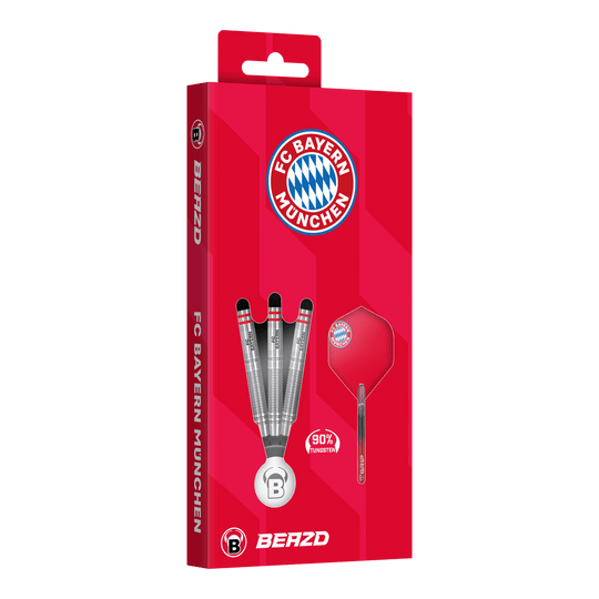 Beazd FC Bayern München Tungsten Softdarts – 18g als Set sichtbar. Die Darts sind mit Aufdruck und typischer Form dargestellt.