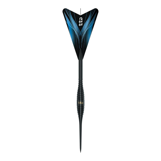 Das ist ein Bild der Caliburn TTD Complete Titanium T2 Black Steeldarts - 6g. Die Steeldarts sind schwarz und wiegen 6 Gramm.