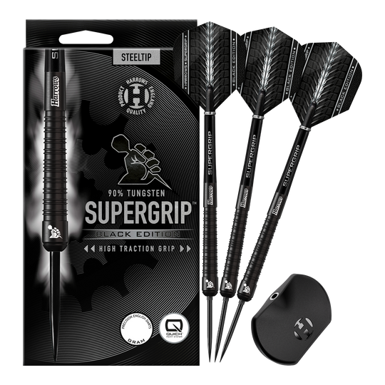 Harrows Supergrip 90 Black Edition Quick Point Steel Darts Harrows Supergrip 90 Black Edition Quick Point Steel Darts