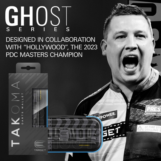 Takoma Ghost Series Chris Dobey dart case Zu sehen ist das Dartcase der Takoma Ghost Series Chris Dobey. Das Produkt wurde für Darts-Fans gestaltet und ist hochwertig verarbeitet.
