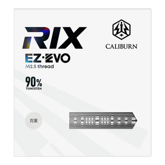 Zu sehen ist der Caliburn Rix EZ-EVO R6 Steeldarts. Das Bild stellt die Besonderheiten und Form des Produkts dar.