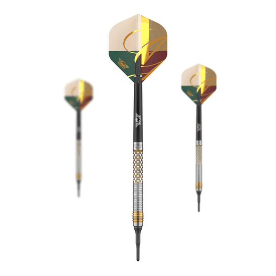 Bulls NL Vintage Shark Soft Darts - 18g Abgebildet ist das Bulls NL Vintago Shark Softdarts - 18g Set. Es zeigt ein komplettes Set von Softdarts mit besonderem Design.