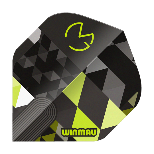 Zu sehen ist Winmau Prism Delta MvG Logo Green No2 Standard Flights. Es handelt sich um Dart-Flights in grün mit MvG-Logo.