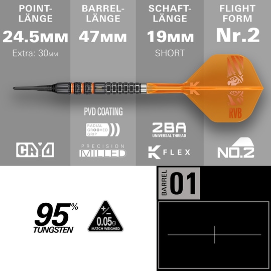 Target Raymond Van Barneveld 95K soft darts - 20g