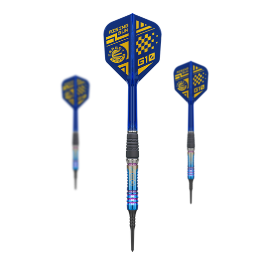 Target Japan Rising Sun GEN10 soft darts - 21.5g Auf dem Foto ist das Set Target Japan Rising Sun GEN10 Softdarts - 21,5g zu sehen. Das Set enthält mehrere hochwertige Dartpfeile.