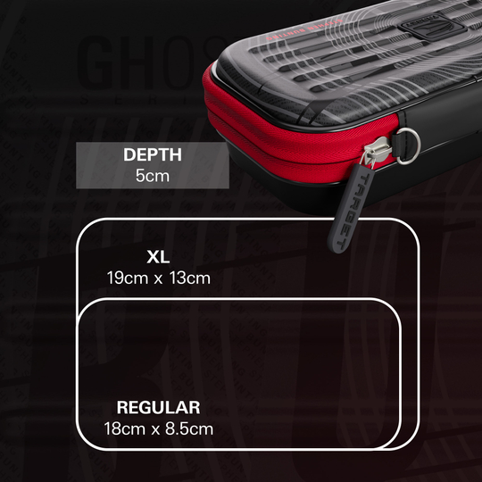 Das Bild zeigt das Takoma Ghost Series Stephen Bunting Dartcase. Es handelt sich um ein Dart-Etui, das für Stephen Bunting entworfen wurde.