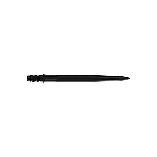 Mission R2.5 Rapid Point SM1 Dart Tips - Black Das Bild zeigt schwarze Dartspitzen mit einer Länge von 30 mm. Es sind zwei Spitzen abgebildet.