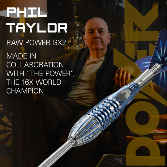 Target Phil Taylor Gx2 Swiss Point Steel Darts Zu sehen sind die Target Phil Taylor Gx2 Swiss Point Steeldarts. Das Set zeichnet sich durch ein modernes Aussehen und professionelle Qualität aus.