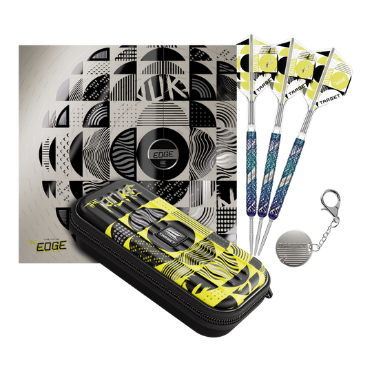 Dieses Bild zeigt die Target Luke Littler Egde Swiss Point Steeldarts in voller Ansicht. Die Steeldarts bestechen durch ihre hochwertige Verarbeitung.