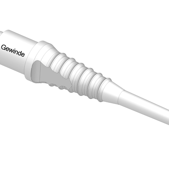 990_McDart_Evo_Grip_25992fa94c0af2 Auf dem Bild ist eine McDart Evo Grip Spitze abgebildet. Sie ist weiß und hat eine geriffelte Oberfläche für besseren Halt.