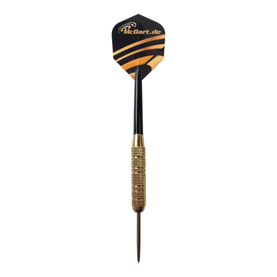 McDart Golden Star steel darts - 12 darts / 18 grams Dieses Bild zeigt das Produkt McDart Golden Star Steeldarts - 12 Darts mit einem Gewicht von 18 Gramm. Zu sehen sind mehrere goldene Steeldarts nebeneinander.
