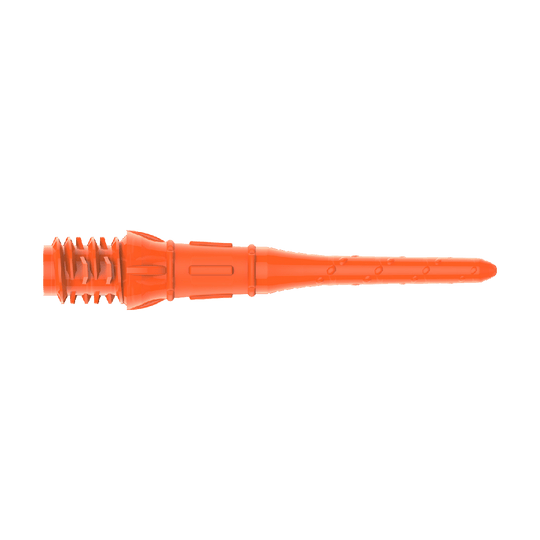 Premium Lippoints (30er Pack) - Spitzen Das Bild zeigt eine orangefarbene Dartspitze aus Kunststoff. Sie hat ein Gewinde am einen Ende und ist am anderen Ende spitz zulaufend.