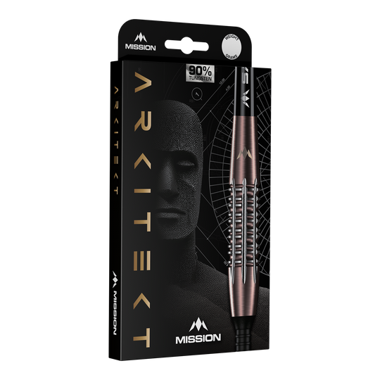 Mission Arkitekt Bronze Silica PVD Steeldarts - 23.5g Abgebildet ist Mission Arkitekt Bronze Silika PVD Steeldarts - 23,5g. Die Darts besitzen ein glänzendes bronzenes Finish.