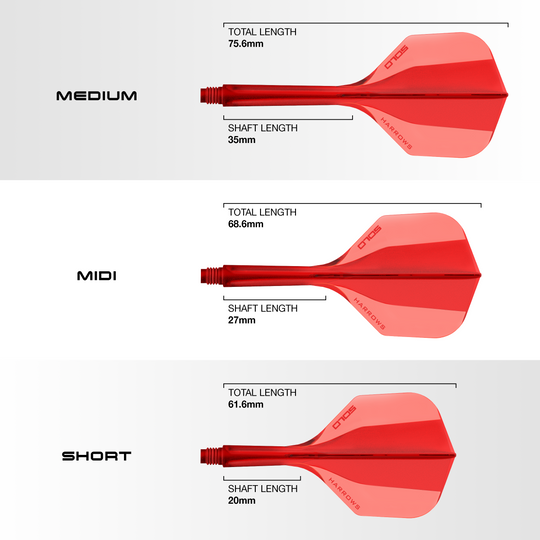 Auf diesem Bild ist das Harrows Solo No6 Flight-Shaft-System in Rot zu sehen. Das Produkt dient zur Befestigung und Stabilisierung von Flights am Dartpfeil.