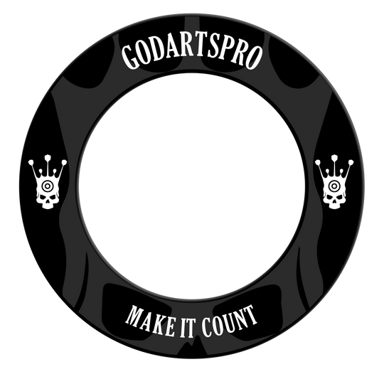 Go Darts Pro Dartboard Surround Gezeigt wird das GoDartsPro Dartboard Surround in der Farbe Schwarz. Es handelt sich um einen Schutzring für Dartscheiben.