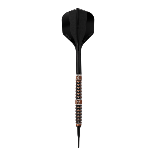 Harrows Tungsten Trinity soft darts Die Abbildung zeigt Harrows Wolfram Trinity Softdarts. Die Softdarts werden aus der Nähe präsentiert.
