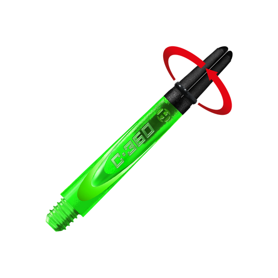 HR453_Harrows_Carbon_360_Shafts_Gr-n_42mm_2_Symbol Das Bild zeigt einen Carbon-Dart-Schaft von Harrows mit strukturierter Griffzone.
