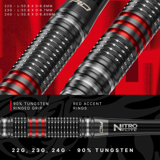Red Dragon Jonny Clayton RD-PRO Switch Point Steel Darts Hier sieht man die Red Dragon Jonny Clayton RD-PRO Switch Point Steeldarts. Die Pfeile sind aus Metall und mit schwarzen Elementen versehen.