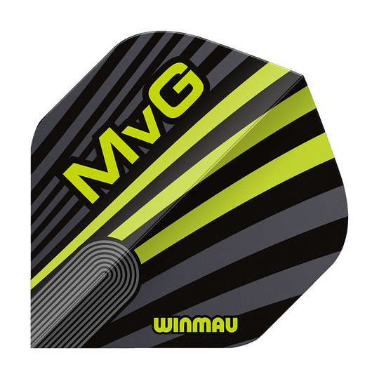 Das Bild zeigt Winmau Prism Delta MvG Grey Green No2 Standard Flights. Dart-Flights in grauer und grüner Farbe sind abgebildet.