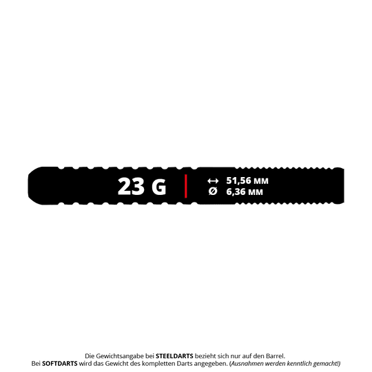 Red Dragon Bullhitters V1 Steeldarts - 23g Red Dragon Bullhitters V1 Steeldarts - 23g, dargestellt auf dem Bild. Der Dartpfeil wiegt 23 Gramm und eignet sich für Steeldartspiele.