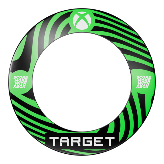 Abgebildet ist das Target Xbox Dartboard Surround Bundle. Dieses Produkt bietet einen Schutzrahmen für die Dartscheibe.