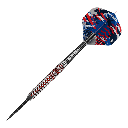 GOAT Curveball Steel Darts Abgebildet sind die GOAT Curveball Steeldarts. Die Steeldarts werden aus einer anderen Perspektive gezeigt.