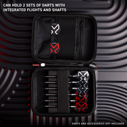Das Foto zeigt das Winmau Blade X Armor G2 Dartwallet. Es bietet optimalen Schutz für Dartpfeile und Zubehör.