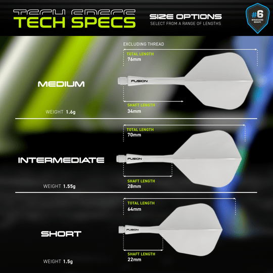 Dieses Bild präsentiert das Winmau Fusion Flight-Shaft-System No6 Solid White. Das Produkt ist ein Dart-Schaft in Weiß.