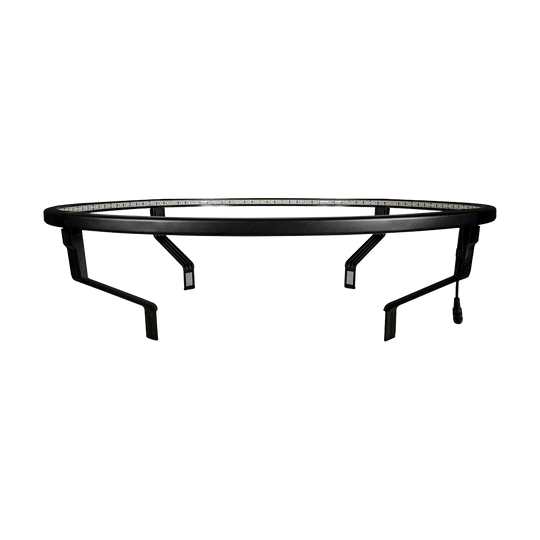 Das Bild zeigt das Produkt "Target CORONA Vision LED Dartboard Lighting System". Es handelt sich um einen LED-Lichtring, der zur Beleuchtung eines Dartboards verwendet wird.