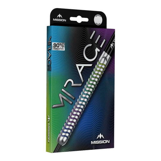 Mission Mirage Steel Darts Mission Mirage Steeldarts sind klassische Steeldarts für präzises Spiel. Das Bild zeigt das Produkt in Detailansicht.