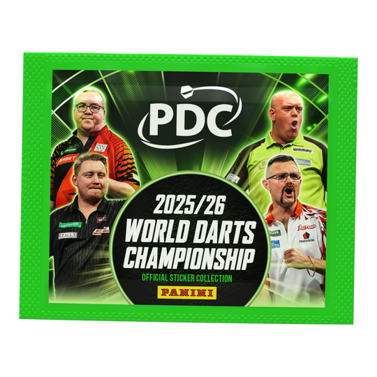 Panini PDC World Darts Championship 2025/26 - Sticker Pack Panini PDC World Darts Championship 2025/26 - Sticker Pack. Das Paket enthält Sticker zur Darts-Weltmeisterschaft 2025/26.