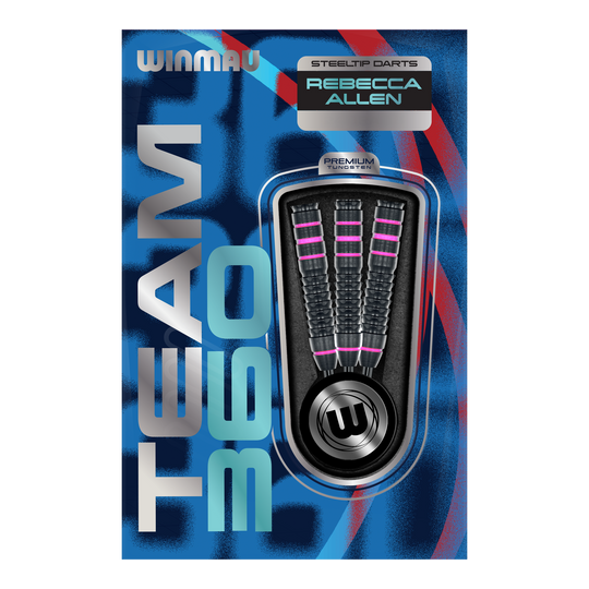 Winmau Team 360 Rebecca Allen Steel Darts - 24g Abgebildet sind die Winmau Team 360 Rebecca Allen Steeldarts mit 24g. Die Darts sind speziell für Präzision und professionelle Leistung entworfen.