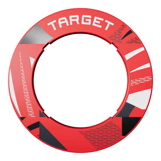 Target Notched Patterned Dartboard Surround Hier ist eine zweite rote Dartboard-Umrandung mit Muster dargestellt. Die Farbe hebt sich ab.